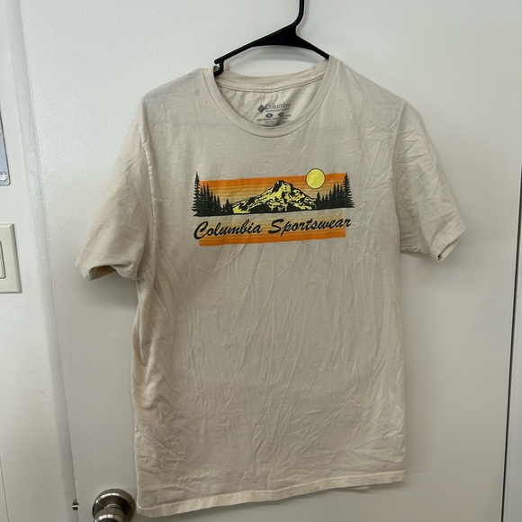 Columbia Cream Short Sleeve Tee Casual Cotton - Picture 1 of 4